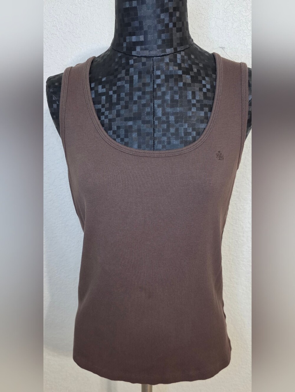 Ralph Lauren Brown Ribbed Scoop Neck Tank